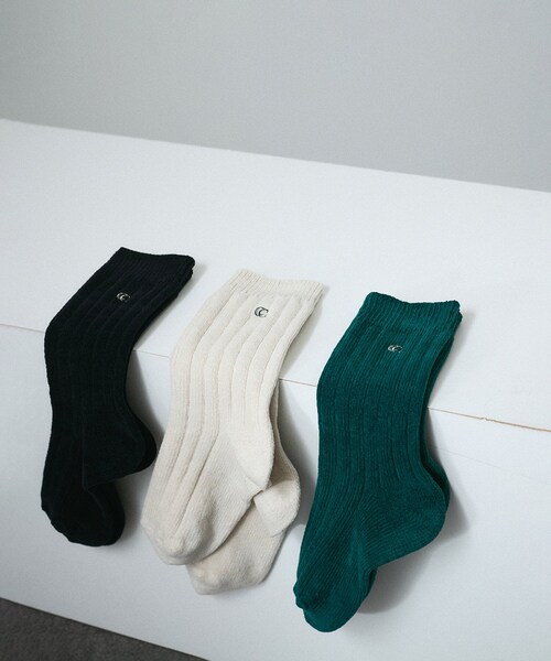 ADAM ET ROPE'（アダムエロペ）の「リブソックス-CreamyCotton /クリーミーコットン-（ソックス/靴下・レディース・ブラック/オフホワイト/グリーン・F）」の6枚目の写真
