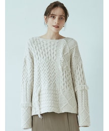 LAGUNAMOON | パッチワークケーブルニットプルオーバー(ニット/セーター)