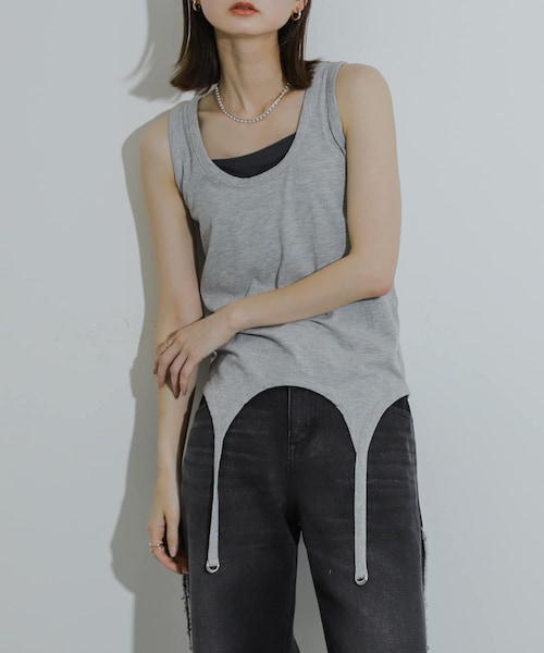 SENSE OF PLACE by URBAN RESEARCH（センスオブプレイスバイアーバンリサーチ）の「マルチウェイガータータンクトップ（タンクトップ・レディース・L.GRAY/OFF WHITE/CHARCOAL・one）」の2枚目の写真