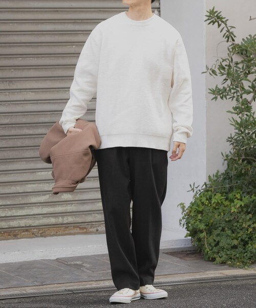 ITEMS URBANRESEARCH（アイテムズ アーバンリサーチ）の「ダブルフェイスシェニールクルーネックニット（ニット/セーター・メンズ・WHT/BLUE GRAY/GREIGE/INK BLACK・M/L）」の7枚目の写真