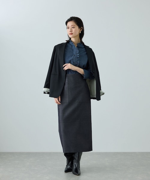 ROPE'（ロペ）の「[美人スカート]トリアセツイル ポケット付きタイトスカート(デニムライク)/イージーケア・セットアップ対応（スカート・レディース・ネイビー系・36/38/40）」の12枚目の写真