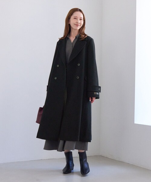 ROPE' PICNIC(ロペピクニック)の「JAPAN FABRIC ダブルチェスターロング丈ウールコート(チェスターコート・レディース・ブラック/グレー/ベージュ系/ラベンダー・F)」の8枚目の写真