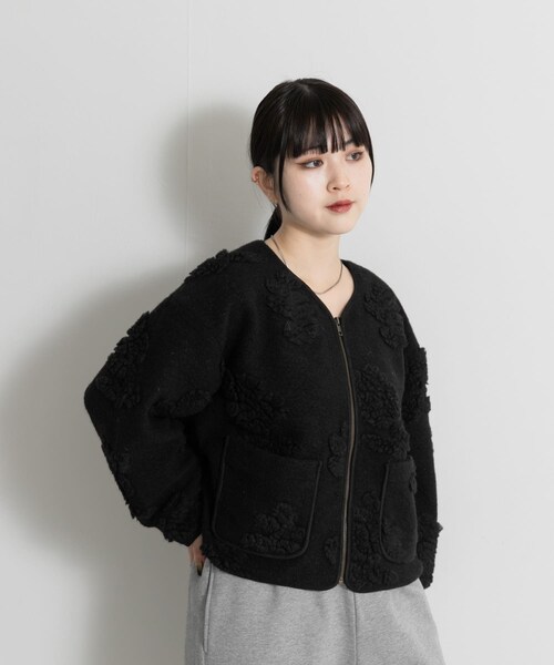 THE GOODLAND MARKET（ザグッドランドマーケット）の「FANAKA　SHORT BLOUSON（ブルゾン・レディース・MULTI/BLACK/BEIGE・FREE）」の4枚目の写真