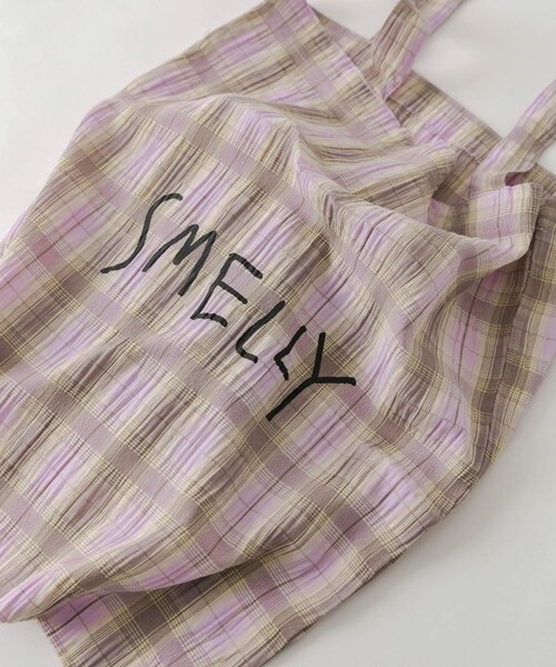 SMELLY（スメリー）の「プリントトートバッグM（トートバッグ・レディース・BLU.CHECK/YEL.CHECK/DOT/FLOWER/EMBROIDERY・M）」の18枚目の写真