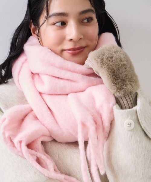 VIS（ビス）の「フィンガーレスファーアームウォーマー（手袋・レディース・キナリ/ベージュ・F）」の7枚目の写真