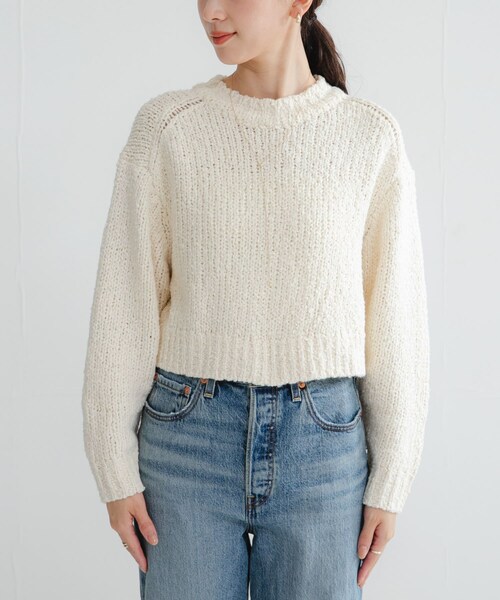 URBAN RESEARCH（アーバンリサーチ）の「バルキーブークレニット（ニット/セーター・レディース・OFF WHITE/PINK/BLACK MIX・Free）」の14枚目の写真