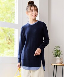 nissen | フリル衿重ね着風ニットチュニック(ニット/セーター)