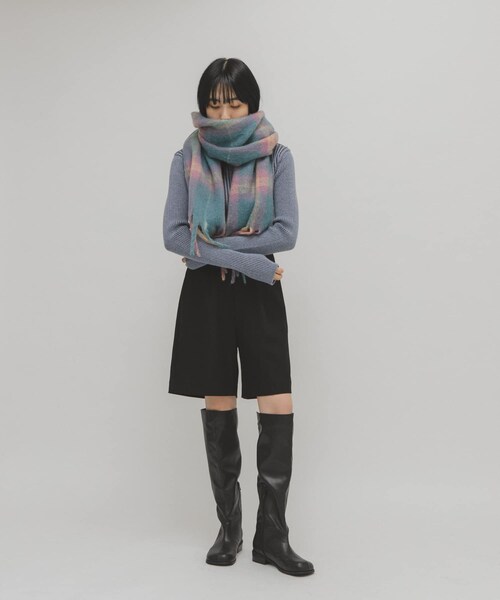 KBF（ケイビーエフ）の「ブークレチェックストール（ストール/ショール・レディース・BLUE/IVORY/GREEN・one）」の15枚目の写真