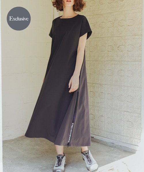 URBAN RESEARCH(アーバンリサーチ)の「『吸水速乾/UVカット/イージーケア』『別注』THOUSAND MILE×URBAN RESEARCH FRENCH SLEEVE DRESS(ワンピース・レディース・BLACK/CHARCOAL・Free)」の2枚目の写真