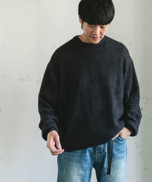 URBAN RESEARCH DOORS（アーバンリサーチドアーズ）の「メランジシャギー クルーネックニット（ニット/セーター・メンズ・BLUE/BLACK・M/L）」の8枚目の写真