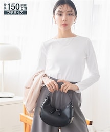 nissen | 小さいサイズ　綿混ボートネックカットソー　低身長さん・小柄女性(Tシャツ/カットソー)