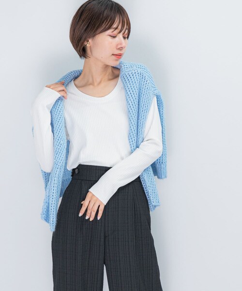 URBAN RESEARCH ROSSO（アーバンリサーチロッソ）の「Uネックリブプルオーバー（Tシャツ/カットソー・レディース・OFF WHITE/RED/BLACK・FREE）」の6枚目の写真