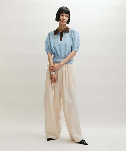 ADAM ET ROPE'(アダムエロペ)の「【定番】ラミーニットポロシャツ(ポロシャツ・レディース・キナリ/ダークブラウン系/サックス・F)」の8枚目の写真