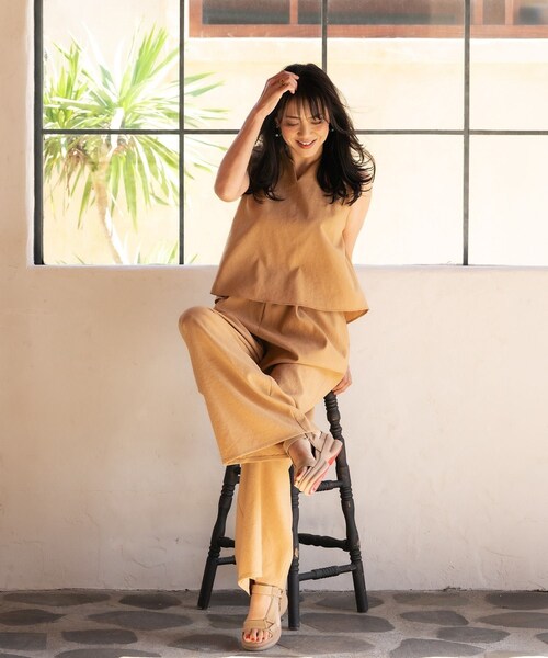 ROPE'（ロペ）の「バックオープンオールインワン/イージーケア（つなぎ/オールインワン・レディース・ブラック/ベージュ/ブルー・F）」の7枚目の写真