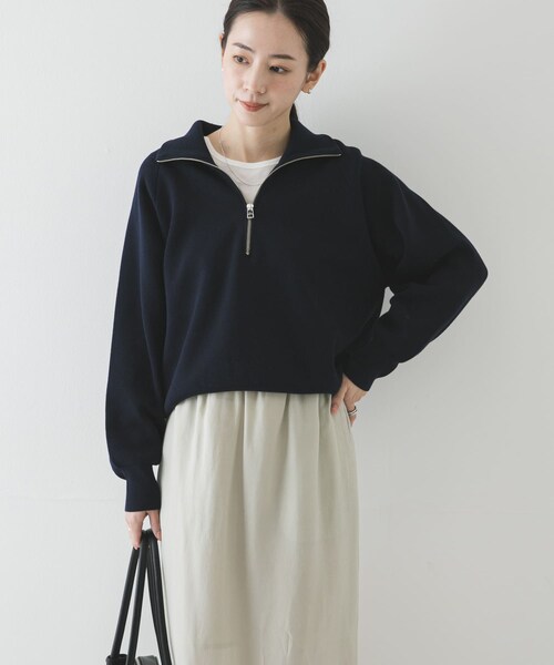 URBAN RESEARCH（アーバンリサーチ）の「ハーフジップスウェットニット（スウェット・レディース・OFF WHITE/YELLOW/NAVY・Free）」の16枚目の写真