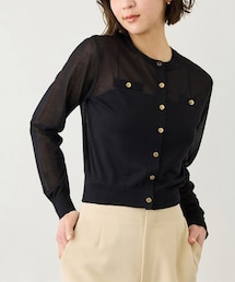 ROPE' | LEVITA 金ボタンクルーネックシアーカーディガン/接触冷感・イージーケア(カーディガン/ボレロ)