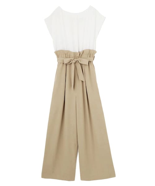 LAGUNAMOON（ラグナムーン）の「ハイウエストワイドパンツコンビネゾン（つなぎ/オールインワン・レディース・ブラック/カーキ/ベージュ・M/S）」の4枚目の写真