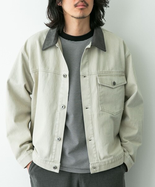 URBAN RESEARCH Sonny Label（アーバンリサーチサニーレーベル）の「ウォッシュドツイル襟切替ジャケット（ブルゾン・メンズ・アイボリー/ベージュ/チャコール・M/L）」の18枚目の写真