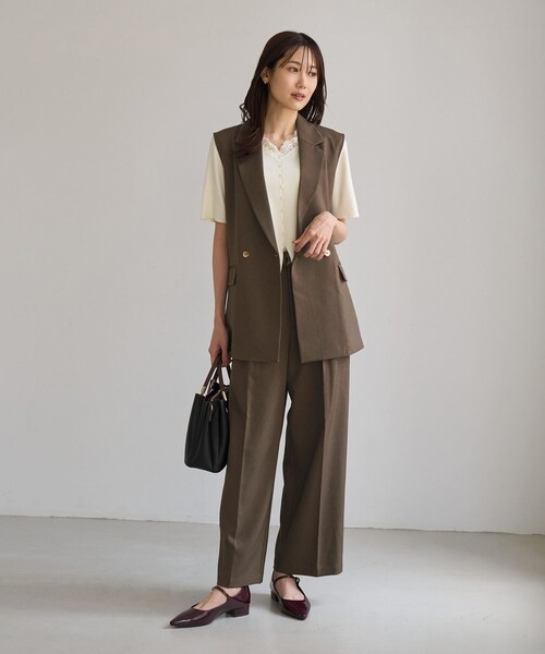 ROPE' PICNIC(ロペピクニック)の「洗えるウーリッシュジレ・ベスト/セットアップ対応(ベスト・レディース・ダークブラウン/ベージュ系/グリーン系/ネイビー・F)」の20枚目の写真