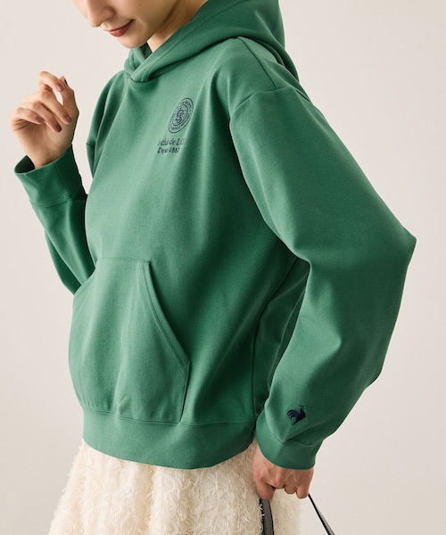 ROPE' PICNIC（ロペピクニック）の「【le coq sportif/ルコックスポルティフ】防風リブニットフーディースウェット/UVカット（パーカー・レディース・ベージュ/グリーン/ネイビー・F）」の4枚目の写真
