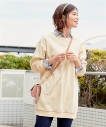 nissen | 大きいサイズ綿１００％ゆったりロング丈トレーナー(チュニック)