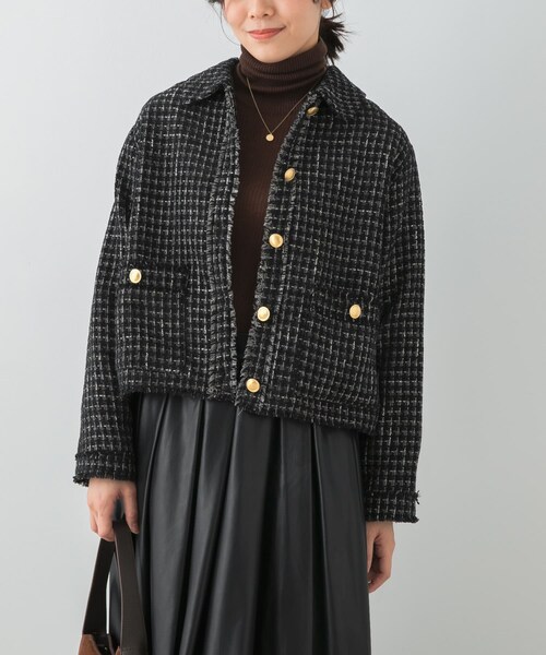 URBAN RESEARCH ROSSO（アーバンリサーチロッソ）の「F by ROSSO　ベロアツイードジャケット（テーラードジャケット・レディース・GRAY/BLACK・FREE）」の4枚目の写真