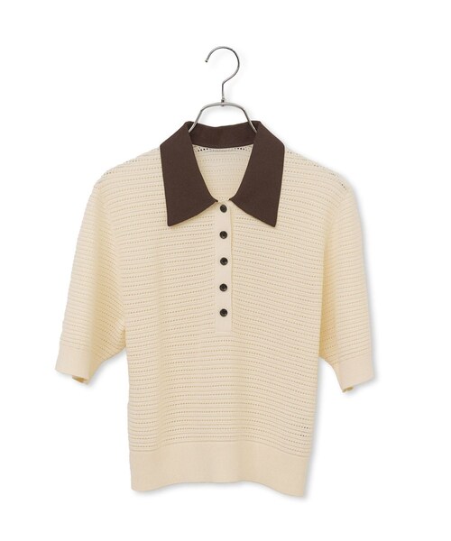 ADAM ET ROPE'（アダムエロペ）の「【サステナブル】タンクコンビパターンポロニット（ポロシャツ・レディース・オフホワイト/ブラウン/サックス・F）」の11枚目の写真