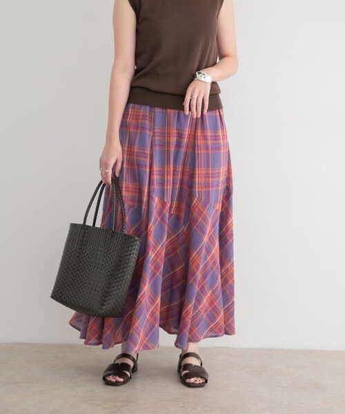 ITEMS URBANRESEARCH（アイテムズ アーバンリサーチ）の「チェック切替えスカート（スカート・レディース・GRN/PPL・Free）」の15枚目の写真