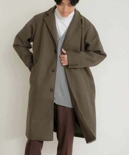 ITEMS URBANRESEARCH（アイテムズ アーバンリサーチ）の「ウールライクメルトン チェスターコート（チェスターコート・メンズ・MOC/BLK/KHK・M/L）」の3枚目の写真