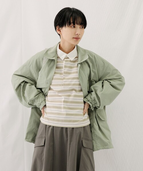 EKAL（エカル）の「ネイチャーボーダープルオーバー（Tシャツ/カットソー・レディース・MILK WHITE/MOSS KHAKI・one）」の7枚目の写真