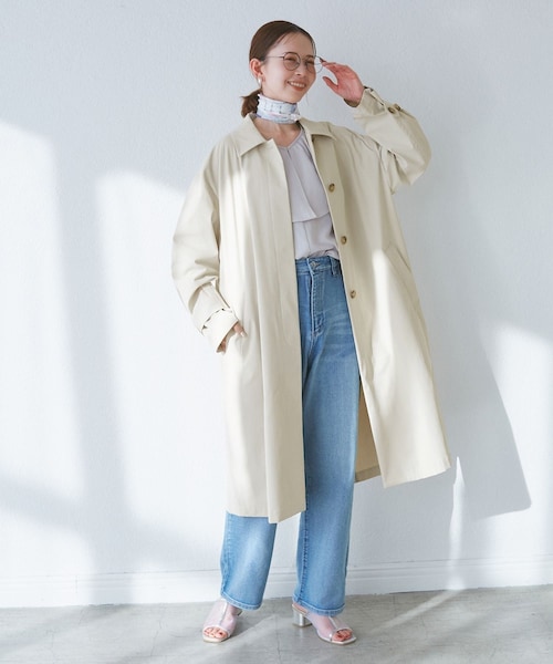 ROPE' PICNIC（ロペピクニック）の「【撥水・花粉ガード】ステンカラーコート/スプリングコート（ステンカラーコート・レディース・ベージュ/ベージュ系/ネイビー・36/38）」の8枚目の写真