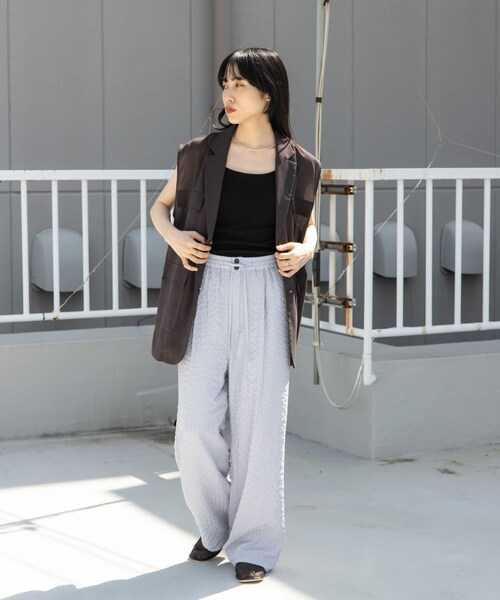 KBF（ケイビーエフ）の「ミリタリーシアーベスト（テーラードジャケット・レディース・D.BROWN/L.BEIGE/BISCUIT・one）」の7枚目の写真