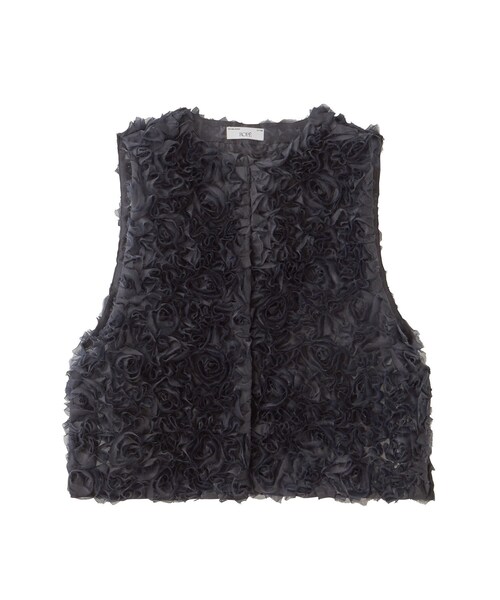 ROPE'（ロペ）の「【限定店舗・J'aDoRe限定】エレガンスオーガンジーフリルジレ（ベスト・レディース・ネイビー・F）」の4枚目の写真