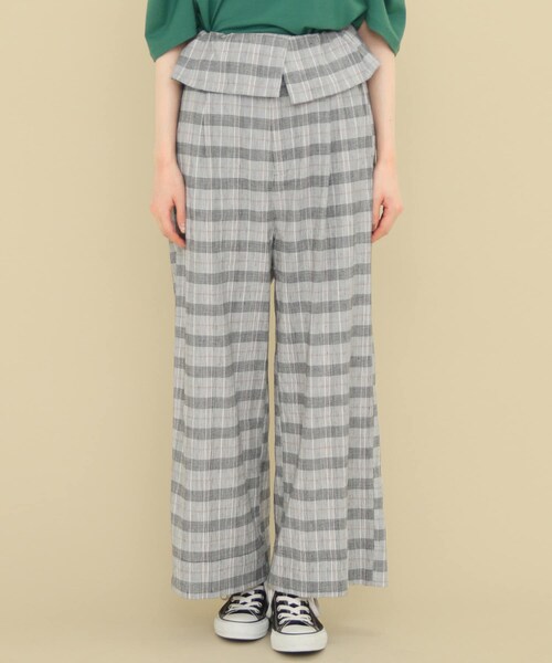 KBF（ケイビーエフ）の「ラップウエストイージーチェックパンツ∴（チノパンツ・レディース・GRAY/BLACK・one）」の6枚目の写真