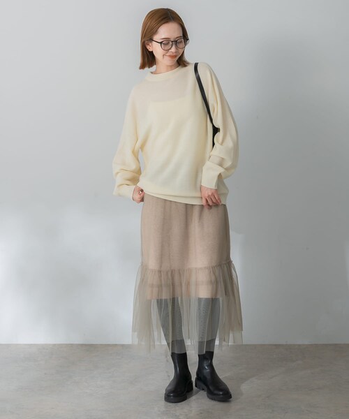 URBAN RESEARCH ROSSO（アーバンリサーチロッソ）の「ウォッシャブルビルドネックホールニット（ニット/セーター・レディース・gray/ivory/pink・FREE）」の7枚目の写真