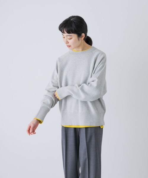 かぐれ（カグレ）の「コットンスウェットニット（ニット/セーター・レディース・LIGHT GRAY/DARK NAVY・Free）」の10枚目の写真