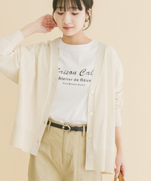 ITEMS URBANRESEARCH(アイテムズ アーバンリサーチ)の「『UVカット/洗濯可』Vネックオーバーカーディガン(楽着シリーズ)(ニット/セーター・レディース・OFF/RED/BEG/BLK・Free)」の7枚目の写真