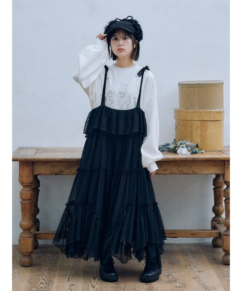 merry jenny ストライプレースワンピース ライトブルー merry jenny