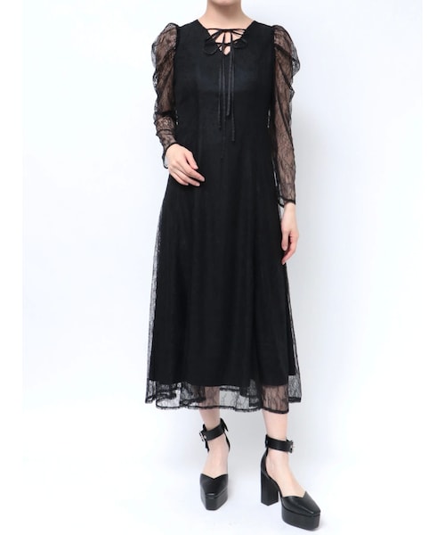 EATME（イートミー）の「ダブルリボンレースワンピース（ドレス・レディース・アイボリー/ブラック/ピンク・S/M）」の5枚目の写真