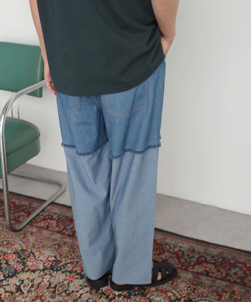SENSE OF PLACE by URBAN RESEARCH（センスオブプレイスバイアーバンリサーチ）の「デニムフリンジシャンブレーワイドパンツ（デニムパンツ・メンズ・L.INDIGO/BLACK・M/L）」の18枚目の写真