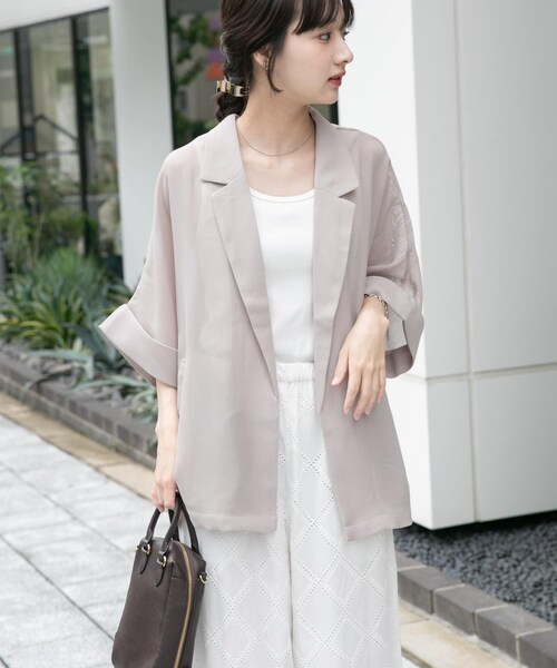 ITEMS URBANRESEARCH(アイテムズ アーバンリサーチ)の「メッシュ半袖ジャケット(テーラードジャケット・レディース・BLK/BEG・Free)」の17枚目の写真