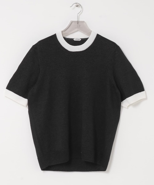 URBAN RESEARCH（アーバンリサーチ）の「PURLAM　WASHI M-G TENJIKU CREW-NECK SHORT-SLEEVE（ニット/セーター・メンズ・WHITE/BLACK/GREEN/B.PURPLE/WHITE×BK/BK×WHITE・2/3）」の4枚目の写真