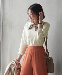 nissen | 大きいサイズドライタッチ［シルケット加工］7分袖Tシャツ(Tシャツ/カットソー)