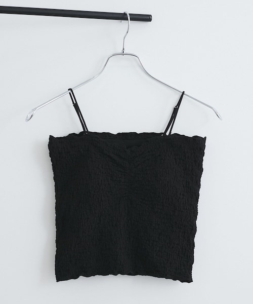 VIS(ビス)の「【洗える】シャーリングキャミソール(キャミソール・レディース・ブラック/ホワイト/ピンク系・F)」の2枚目の写真