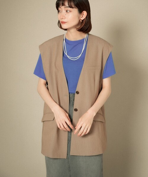 KBF（ケイビーエフ）の「2WAYノーカラージャケット（ノーカラージャケット・レディース・GRAY CHECK/BEIGE/BLUE・one）」の10枚目の写真