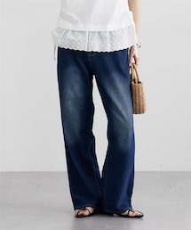 nissen | ゆるっと美脚ストレートデニムパンツ(デニムパンツ)