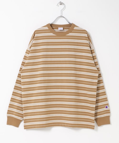 KBF(ケイビーエフ)の「CHAMPION LONG SLEEVE BORDER T-SHIRTS(Tシャツ/カットソー・レディース・NAVY/L.BROWN・L)」の1枚目の写真