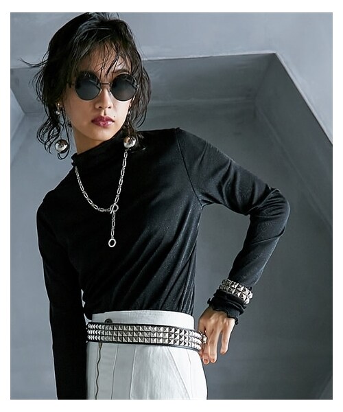 nissen（ニッセン）の「大きいサイズ ハイネックラメカットソー GEVS.（Tシャツ/カットソー・レディース・パープル/シルバー/黒・L/LL/3L/4L/5L/6L/8L/10L）」の15枚目の写真