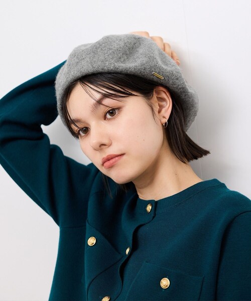 ROPE' PICNIC（ロペピクニック）の「ウールフェルトベレー帽/リンクコーデ（ハンチング/ベレー帽・レディース・ブラック/ライトグレー・F）」の2枚目の写真