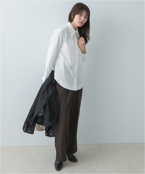 URBAN RESEARCH ROSSO（アーバンリサーチロッソ）の「F by ROSSO　トリミングレースビッグカラーシャツ（シャツ/ブラウス・レディース・OFF WHITE/NAVY/OW STRIPE・FREE）」の10枚目の写真